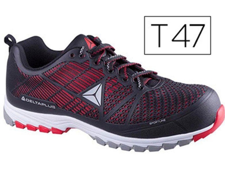 Dsporspnr47 :Sapatos de Segurança Deltaplus de Poliuretano e Malha S1P Preto e Vermelho Tamanho 47 Preco Uni. Venda Multiplos 1