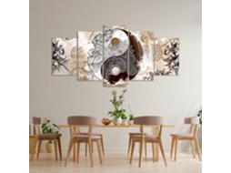 Quadro Moderno DEKOART Ying Yang Abstrato Zen Bege Marrom (200 X 100cm)