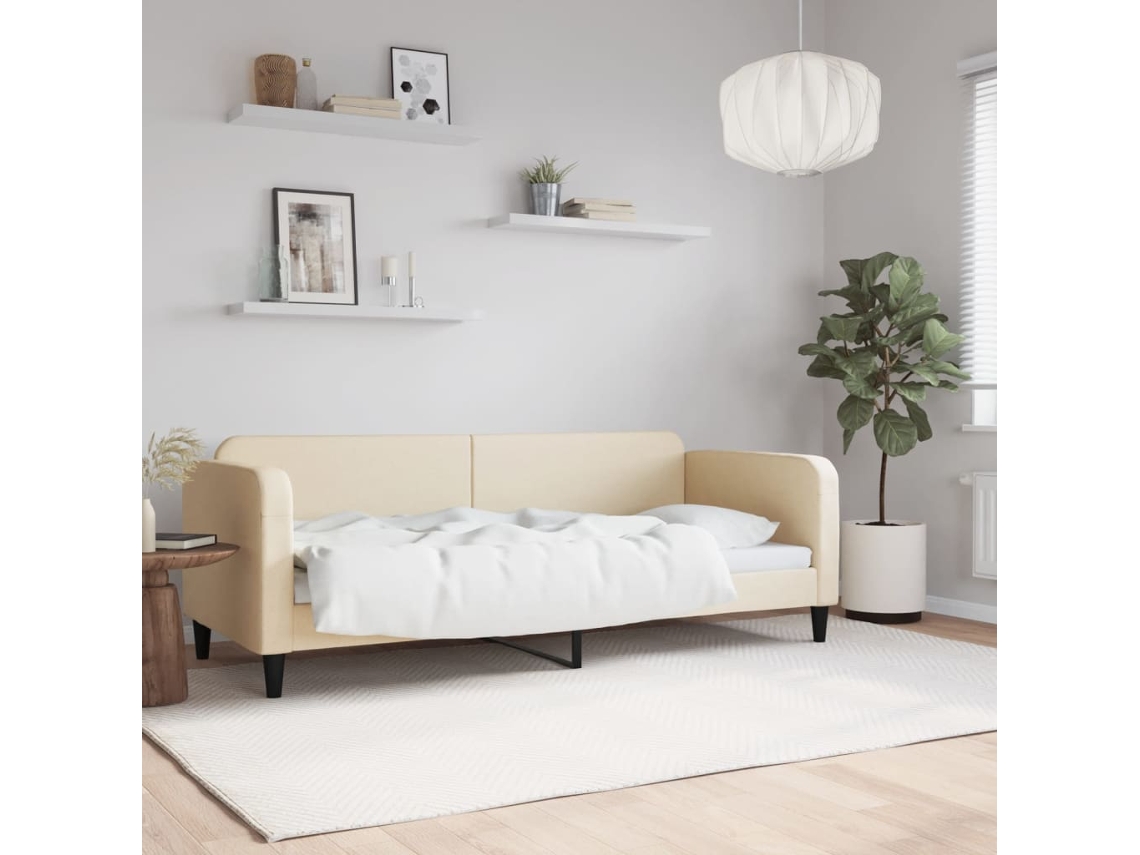 Vidaxl Sofá-cama 80x200 Cm Tecido Cor Creme