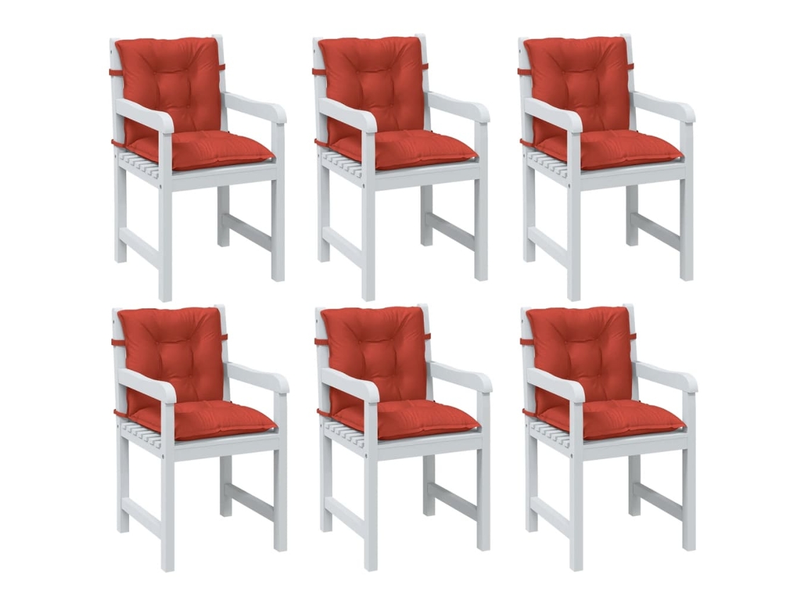Vidaxl Almofadões Lombares P/ Cadeiras 6pcs Mesclado Tecido Vermelho