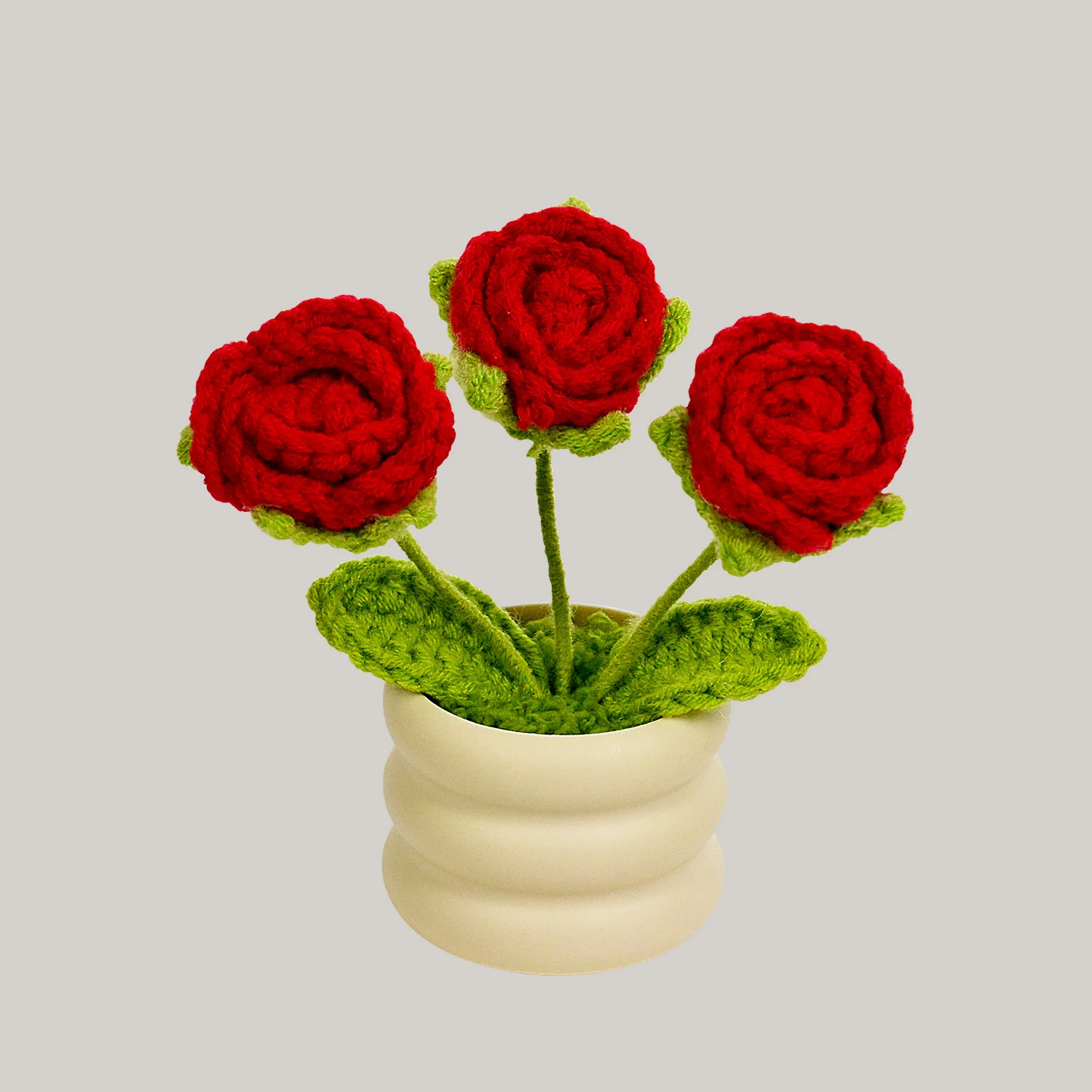 (vermelho) Buquê Feito À Mão Em Crochê, Buquê De Rosas Tricotadas, O Presente Perfeito.