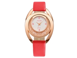 Relógio de Pulseira Feminino Simples com Pulseira Pu e Quartzo Yolako (vermelho)
