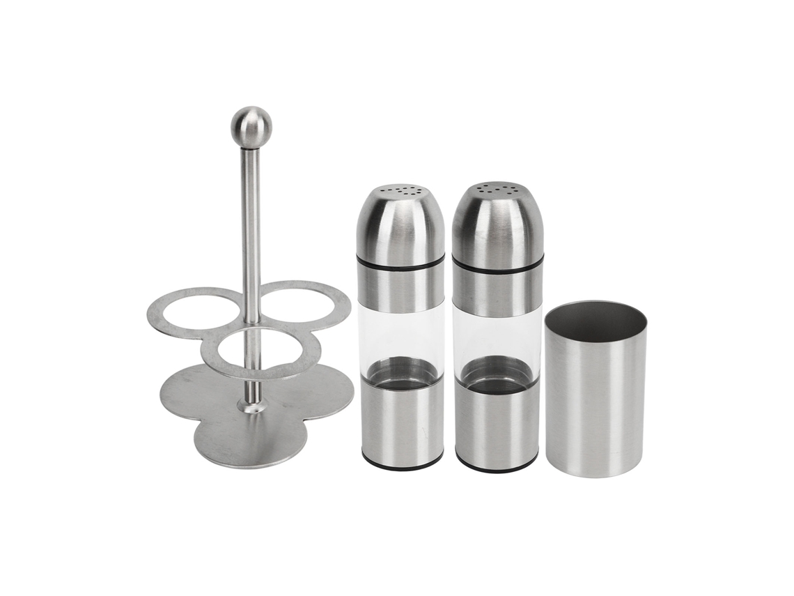 Conjunto de garrafas de temperos de aço inox 304 com copo e prateleira multiuso | S/MARCA
