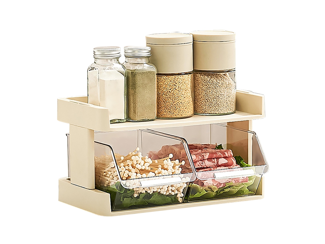Nova Line prateleira de Armazenamento de Legumes para Cozinha 2 Camadas com Gaveta Transparente Ps