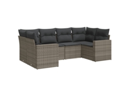 Maison Exclusive - 6 Pcs Conjunto Sofás De Jardim Com Almofadões Vime Cinzento