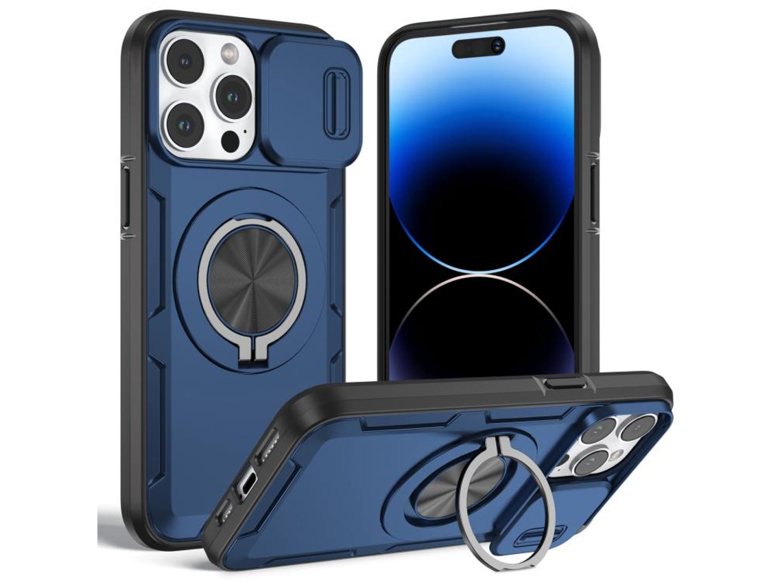 Capa Zruxe Compativel Com Iphone 14 Pro Max (magsafe - Suporte Giratorio - Azul)