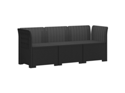 Vidaxl Sofá De Jardim 3 Lugares Estilo Rattan Pp Antracite