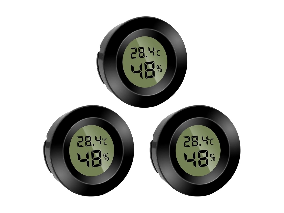 Conjunto de 3 Mini Higrômetros/termômetros Digitais Redondos Temperatura em °f Ou °c para Ambientes Internos, Escritório e Sala de Estar. X001