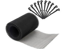 Inoomp Protetor de Calhas Contra Folhas, Tela de Plástico para Calhas 600cm X 15cm com 10 Estacas para Fixação no Solo, CHABERLU
