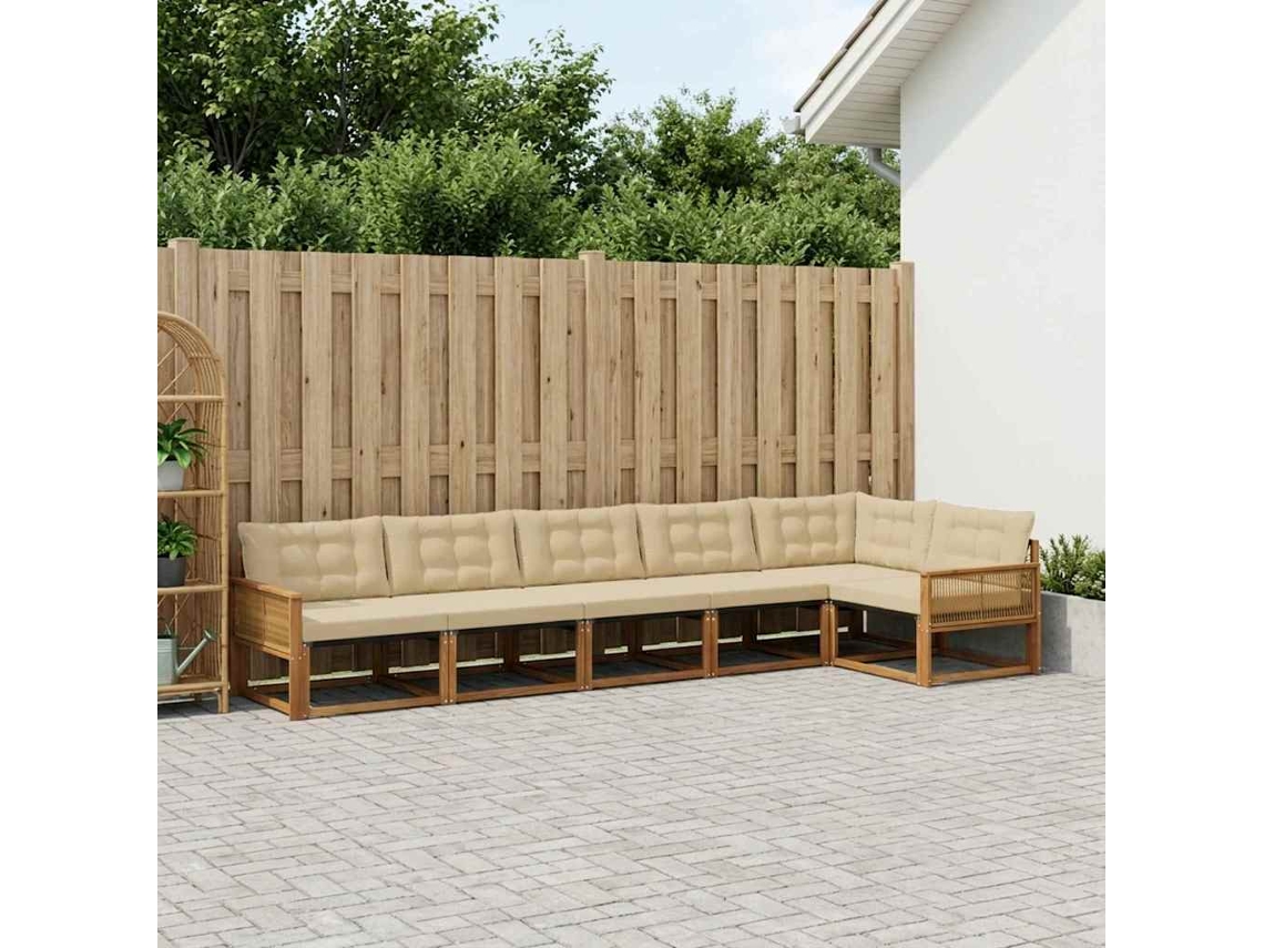 Vidaxl Conjunto De Sofás Para Exterior 6 Unid. Natural E Bege