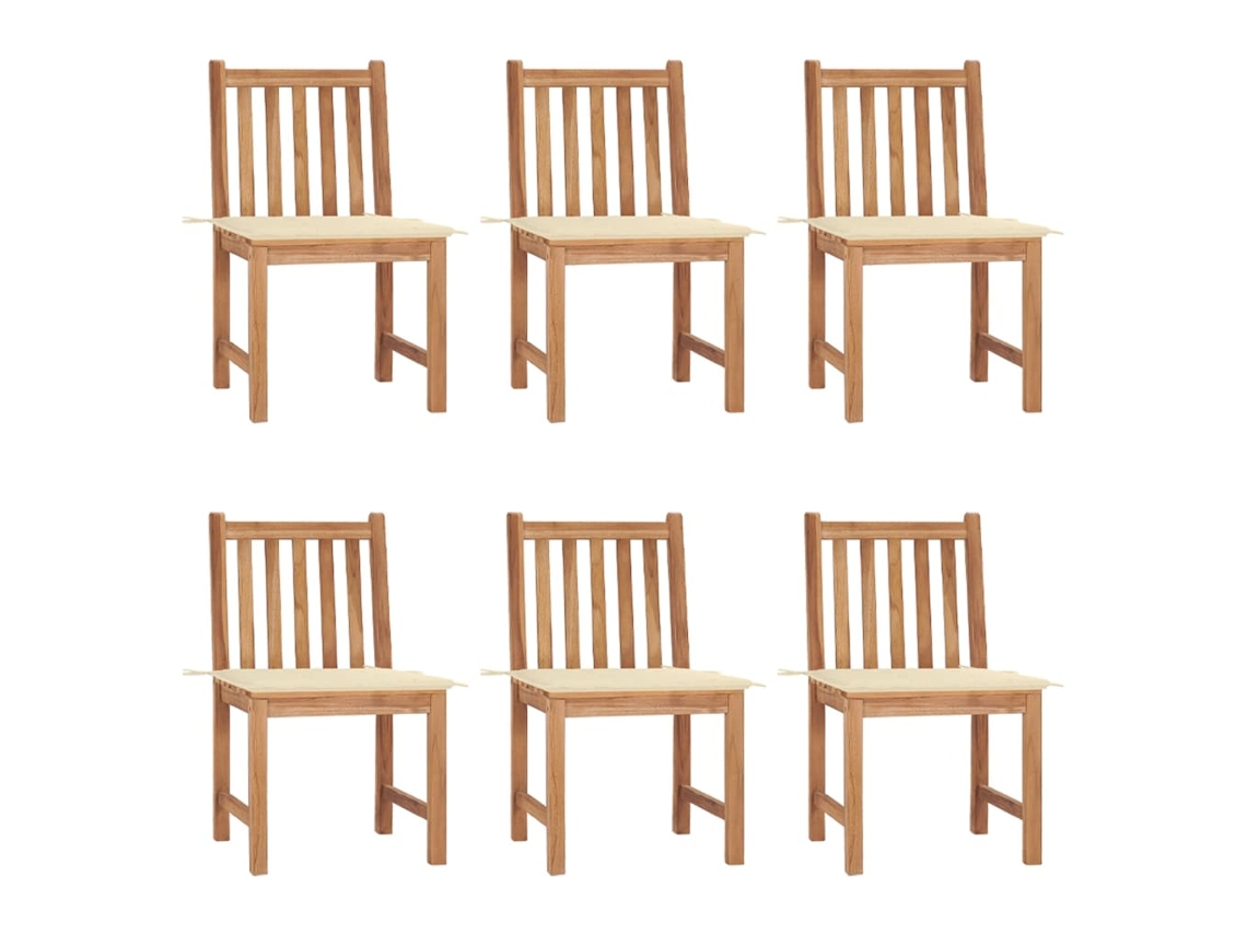 Cadeiras De Jardim 6 Pcs C/ Almofadões Madeira De Teca Maciça Dkd Home Decor