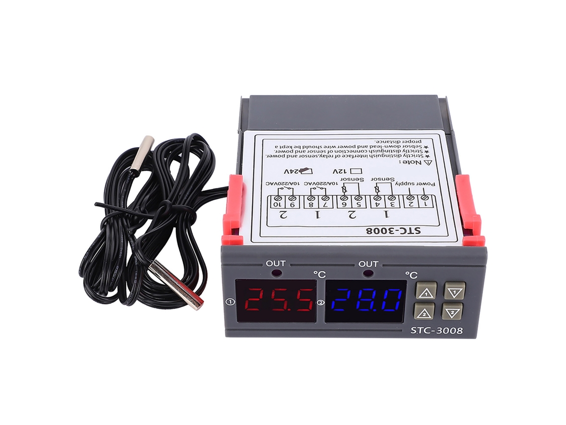 Termostato Inteligente Digital Com Controle De Temperatura Ajustável E Ntc Duplo (24v)