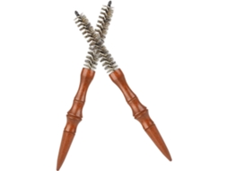 Conjunto Inoomp Com 2 Miniaturas De Escovas Cabelo Cacheadas Madeira Cerdas Javali, Design Espiral Para Ondular E Alisar