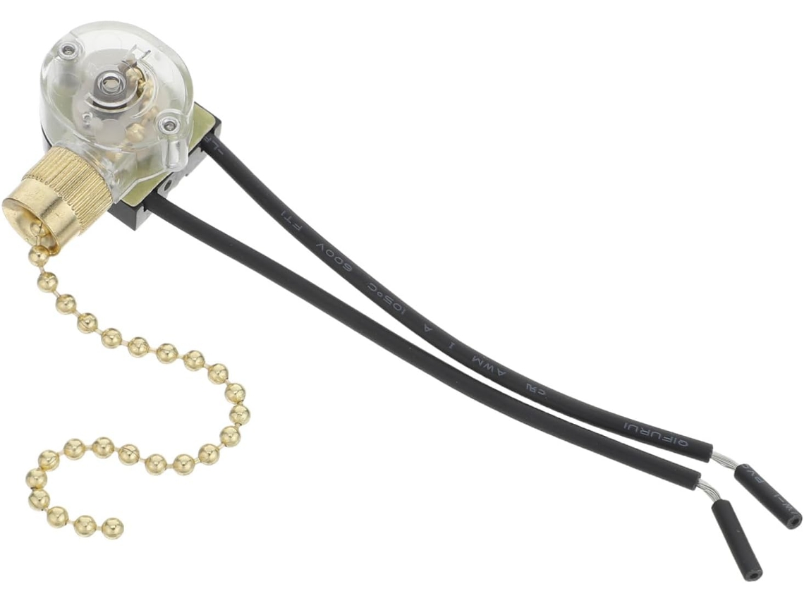 Interruptor De Ventilador Teto Com Corrente Plástico Dourada,