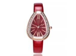 Relógio Feminino Vansvar de Couro Pu com Strass Forma Personalizada Dial Quartzo