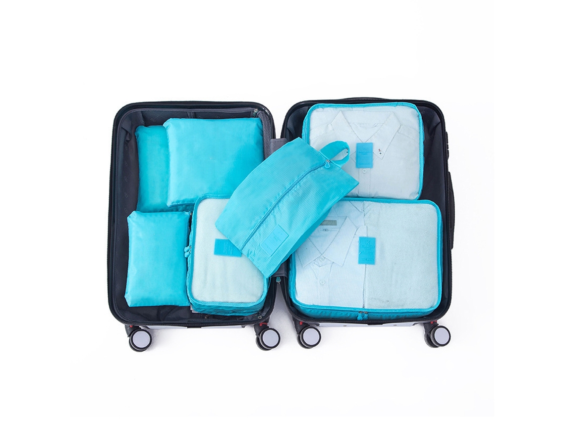 Conjunto de 7 sacos BRILVIBERA, impermeáveis, para viagem, azul celeste