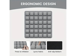 Almofada Inflável 3d Ergonômica Para Escritório, Almofada Para Carro Com Encosto Tf Cinza 44x44x4cm
