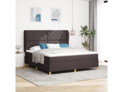 Cama Box Spring Com Colchão Marrom Escuro 180x200 Cm Tecido