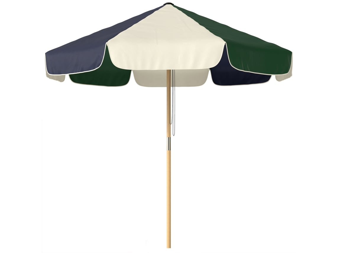 Guarda sol de Jardim com Corda, UPF30+, Estilo Retrô, Efeito Madeira, Ø226 Cm, Creme e Verde ORBITRA COMMERCE