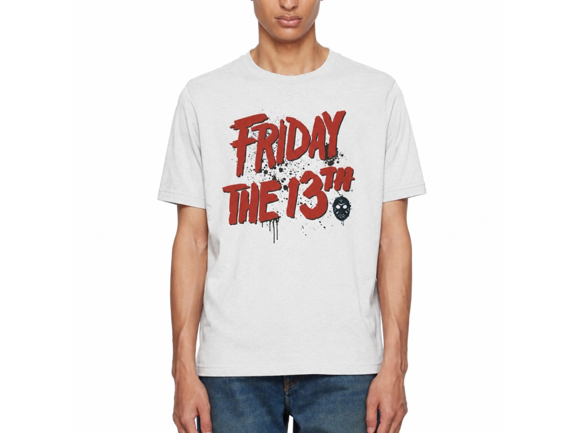 Rockinstone Friday The 13th Splash Logo White T-shirt Size:l