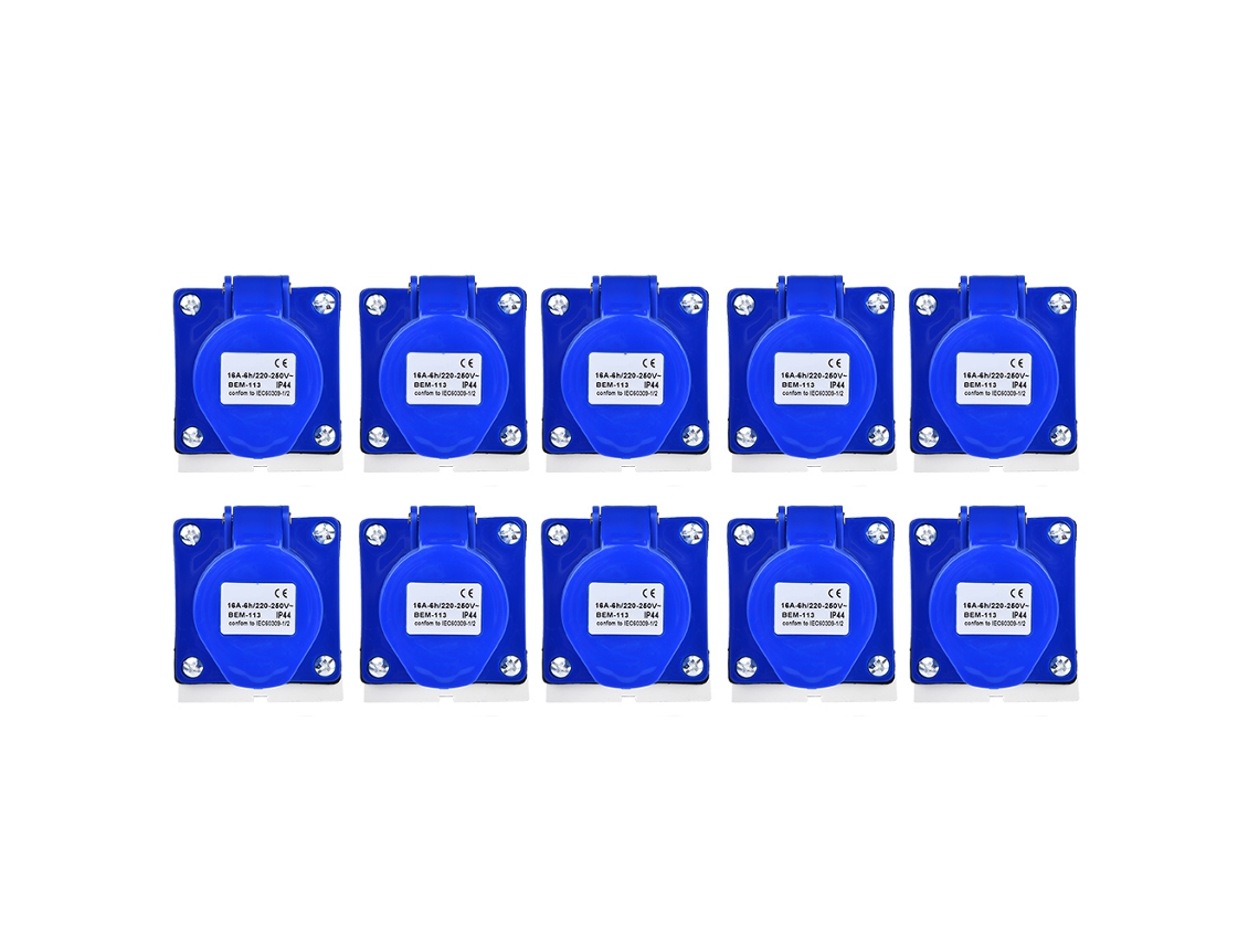 Conjunto de 10 Tomadas Plug Conector Industrial 3 Pinos 16a 220 250v Ip44 S/MARCA