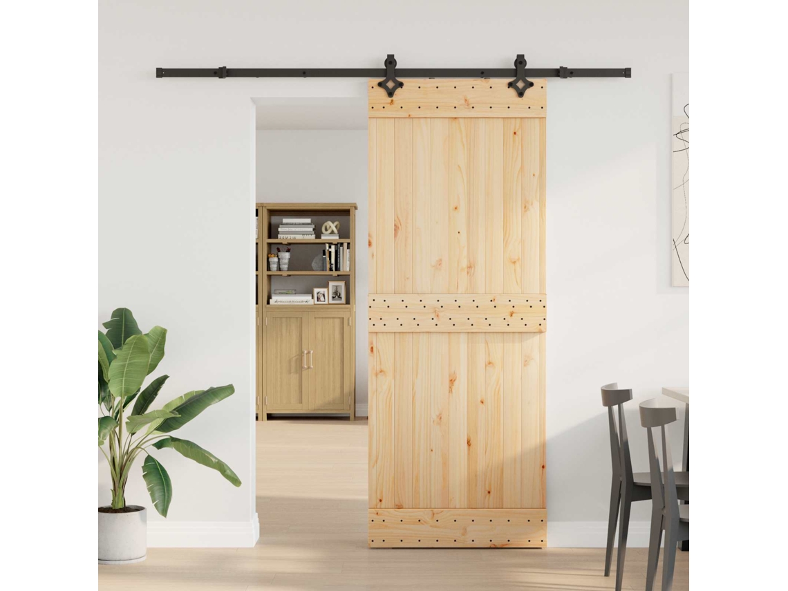 Vidaxl Porta Deslizante Narvik Natural E Preto 80 X 210 Cm (213,5 Cm)