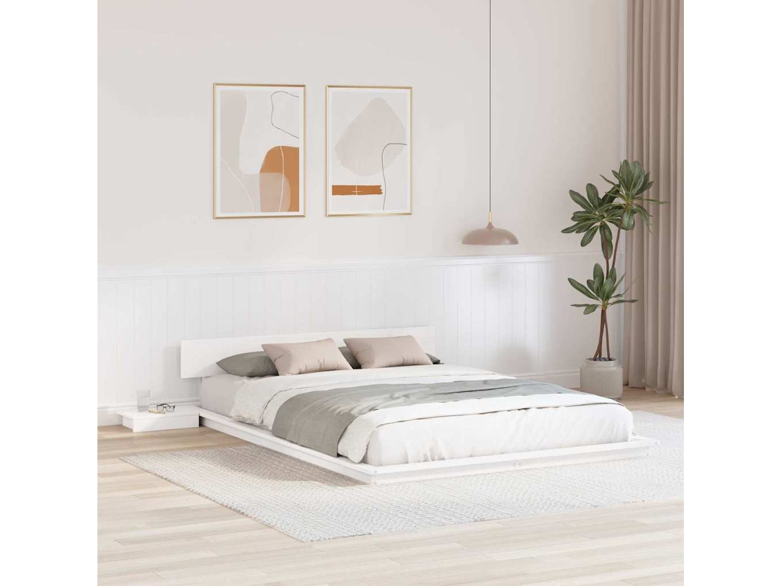 Vidaxl Estrutura Da Cama Branco 140 X 200 Cm Madeira