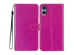 Capa De Couro Flip Com Glitter Em Pó Para Sony Xperia 5 V