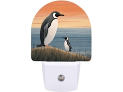 Luminária De Parede Quarto, Banheiro, Corredor, Luz Noturna, Com Desenho De Pinguim Feito À Mão, Com Sensor