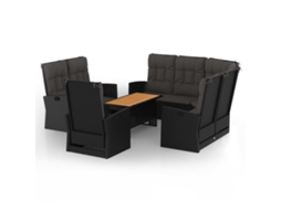 Maison Exclusive - 4 Pcs Conjunto Lounge De Jardim C/ Almofadões Vime Pe Preto