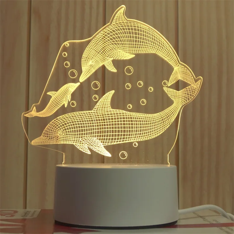 Luminária Noturna Led Usb 3d em Acrílico, Decoração para Quarto MDUG (luz Quente)