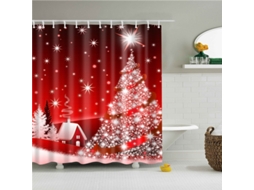 Cortina De Chuveiro - Árvore De Natal E Casa