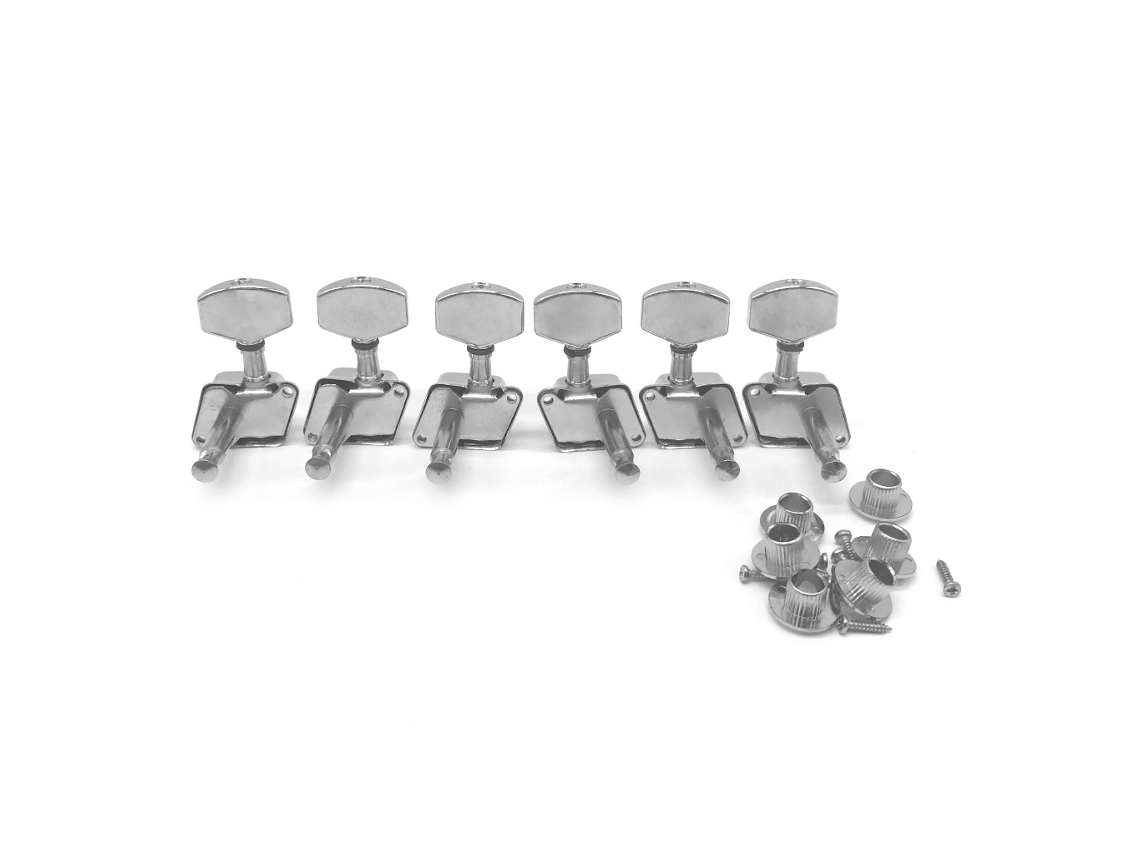 Trava de Corda Prateada 3r3l para Tarraxa de Guitarra Elétrica com Botão Semicircular Estilo AQUAFORGE