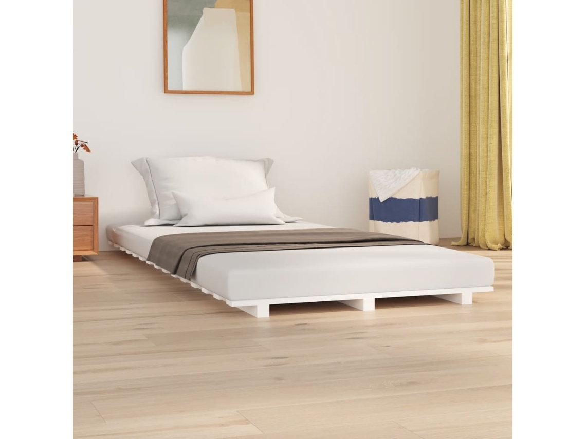 Bed Frame, Bed Frames Vidaxl Branco Madeira De Pinho (100 X 200 Cm)