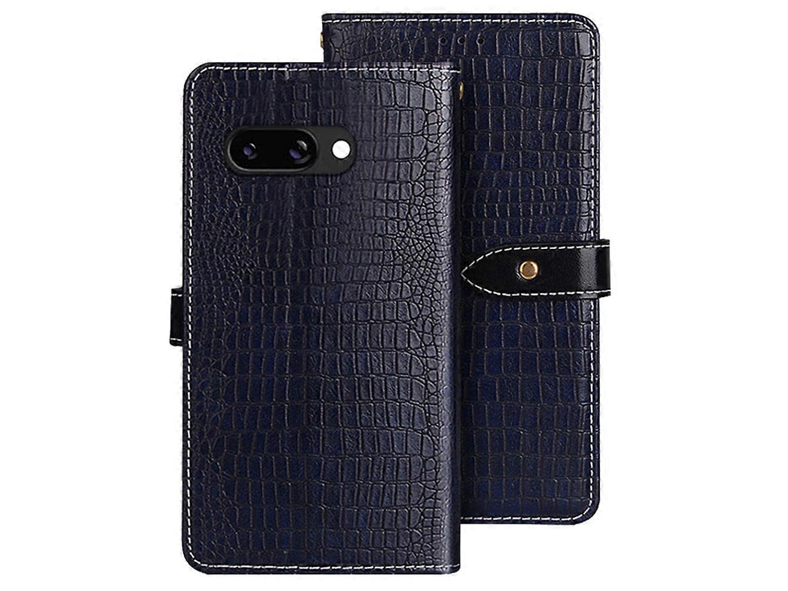 Capa Flip De Couro Sintético Com Textura De Crocodilo Para Google Pixel 9a - Azul