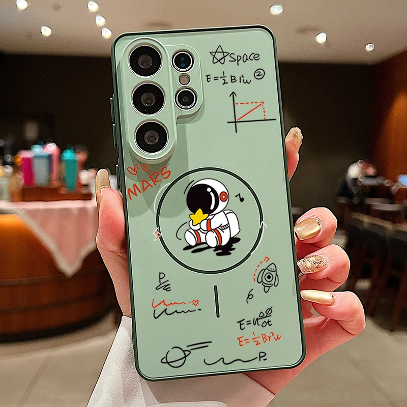 (verde) Capa Magnética Para Celular Samsung Galaxy S25 Edge Com Estampa De Astronauta