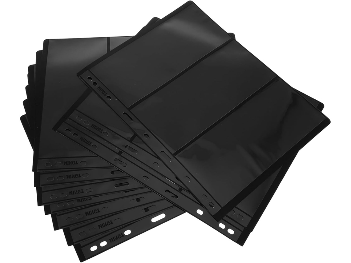 Timbres Noires Double Face 3 Lignes Format Standard 9 Trous - 10 Pieces - Beavorty Feuilles Porte