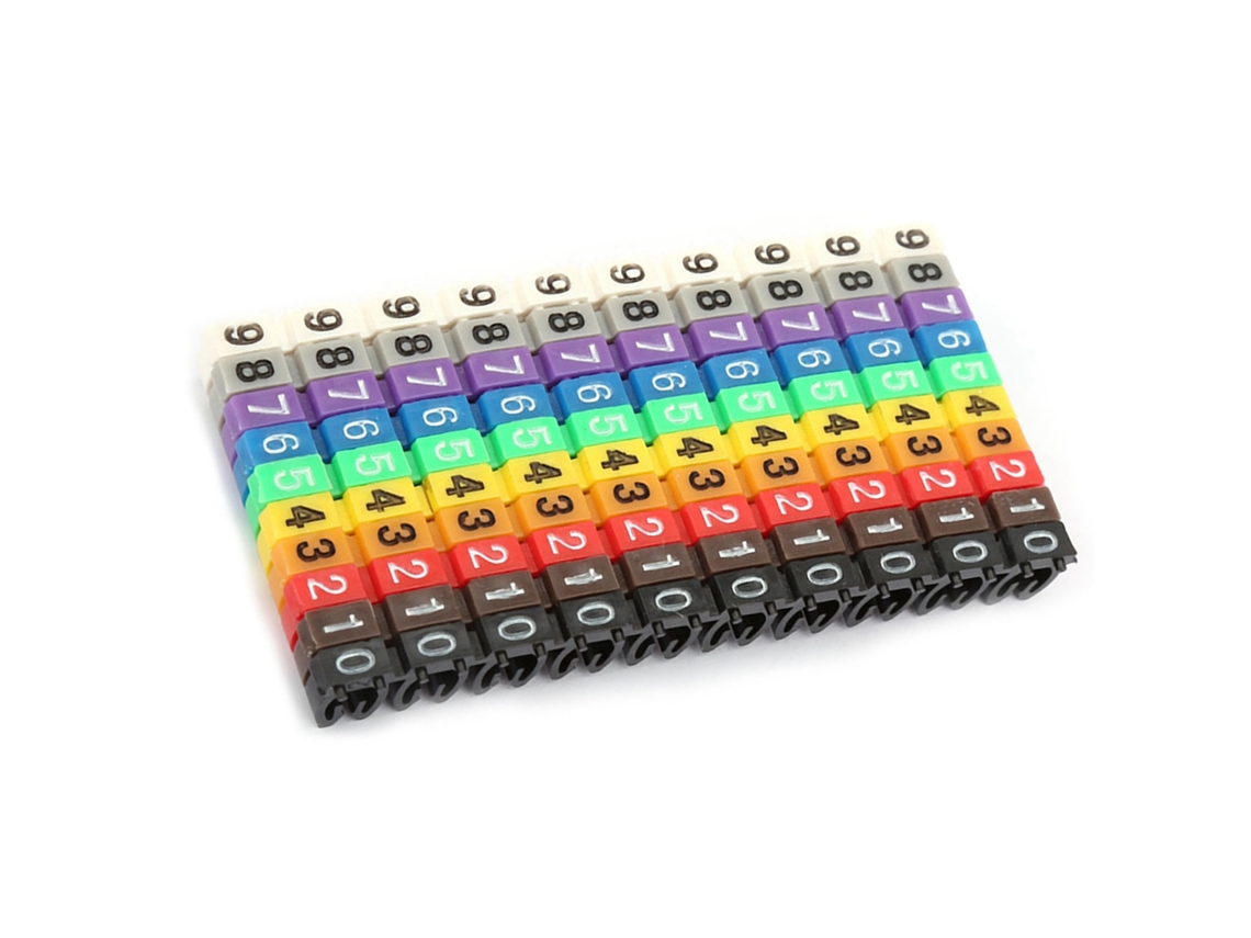 Laxiscreed Tubo Identificador De Cabos Numerado E Colorido, Pack Com 100 Peças, 2.5mm²