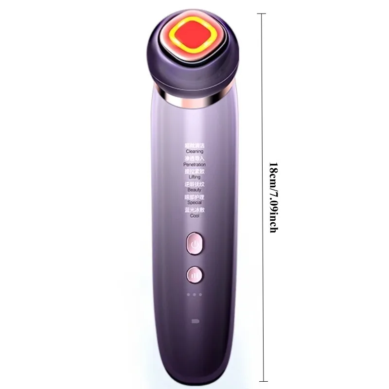 Massageador facial (vermelho) Aparelho de beleza com microcorrente para lifting.