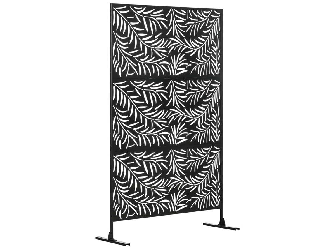 Biombo de Exterior Aço Cor Preto 122x45x198 cm Outsunny