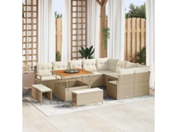 Vidaxl Conjunto De Sofá De Jardim Com Almofada 12 Pcs Bege E Creme