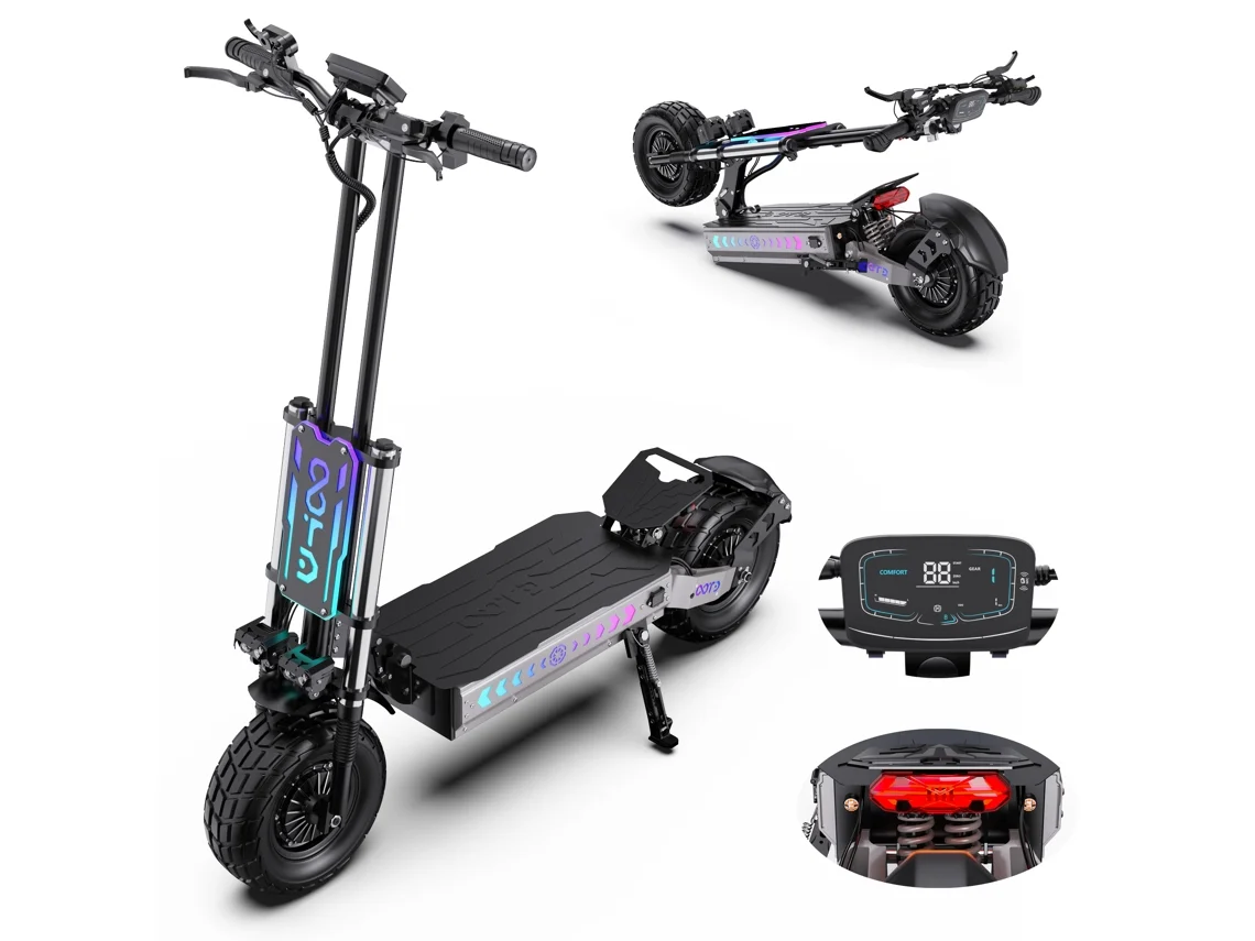 Trotinete Elétrica Dobrável Ootd T90 Com Tração Dupla, Motor De 4200w, 60 V 31,2ah, Máxima De 85 Km/h, Pneus De 13 Polegadas, Com App