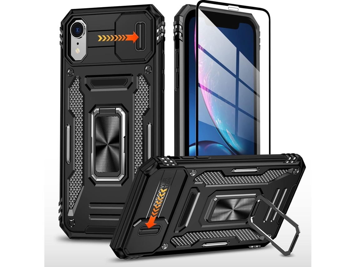 Capa Anel Rotativo Proteção Antichoque Tampa Deslizante Para Iphone Xr Hongwe. Magnética Verde