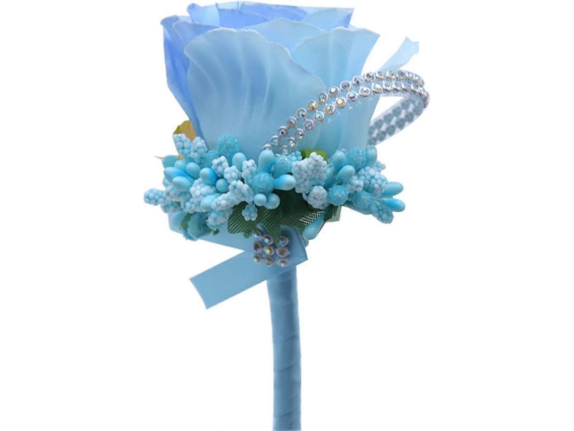 Enfeite Decorativo, Formato De Flor, Cor Azul Claro, Para Casa, Mesa, Festas E Composição De Ambientes Sazonais