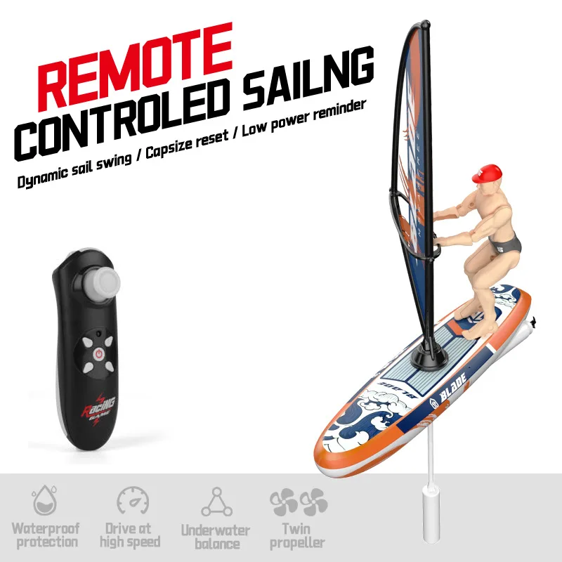 Barco de Controle Remoto, Brinquedo Aquático, Adequado para Banheiras e Piscinas, Modelo de Simulação. MDUG (amarelo)