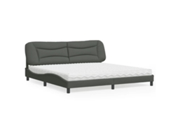 Vidaxl Cama Com Colchão Hvar 200x200 Cm Tecido Cinzento-escuro