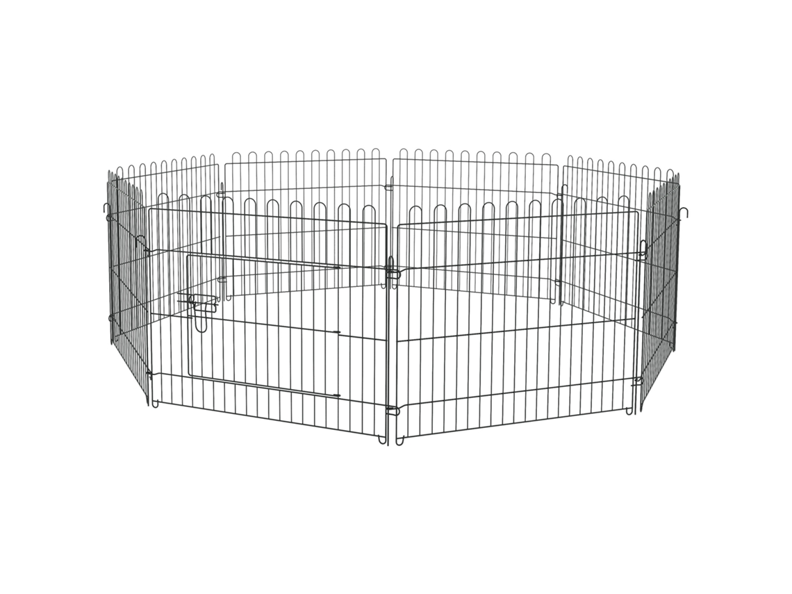 Parque De Estimação Com 8 Paineis 71x61cm Dobrável Cerca De Com Porta Com Trava Para Jardim Pátio Exterior Preto