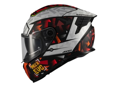Capacete de motocicleta Axxis Hawk Evo Sv Sketchbook Capacete Branco/Laranja/Cinza fosco Xl Branco/Laranja/Cinza fosco Xl