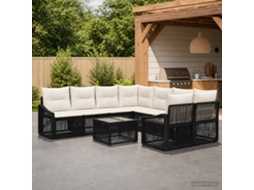 Vidaxl Conjunto De Sofá De Jardim 9 Unid. Preto Vime Pe