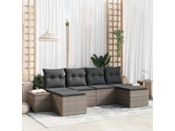 Vidaxl Conjunto De Sofá De Jardim 4 Unid. Cinzeto Vime Pe